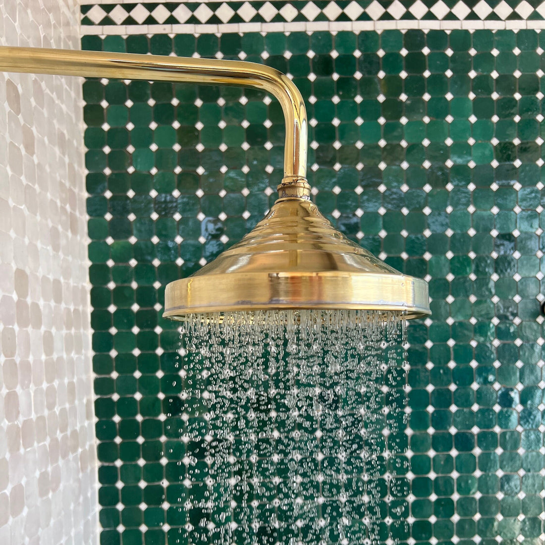 Unlacquered Brass Shower System, Round Shower Head with High Pressure - bohoprime