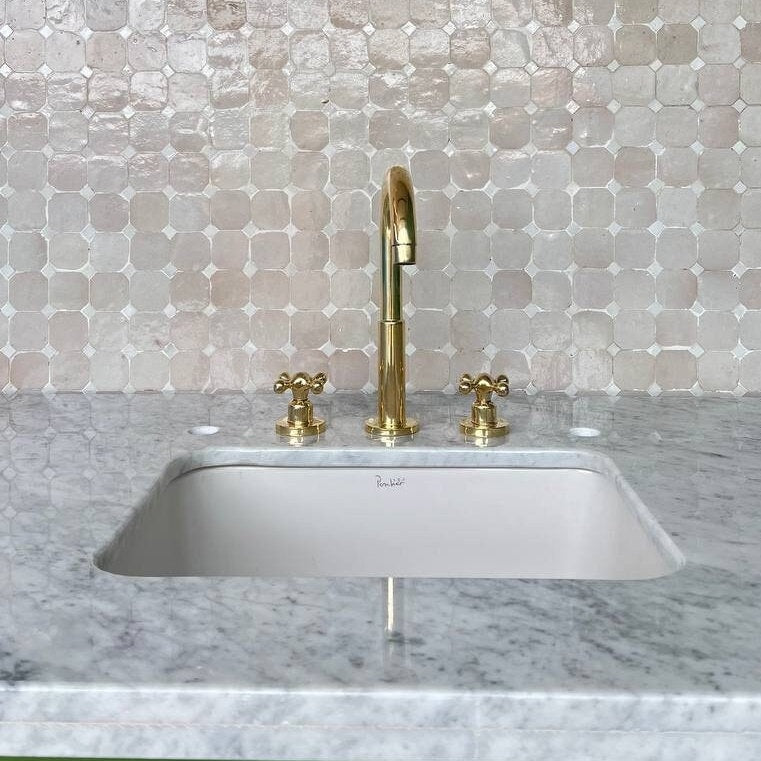 Widespread Bathroom Faucet in unlacquered Brass, Vintage Faucet Handles - bohoprime