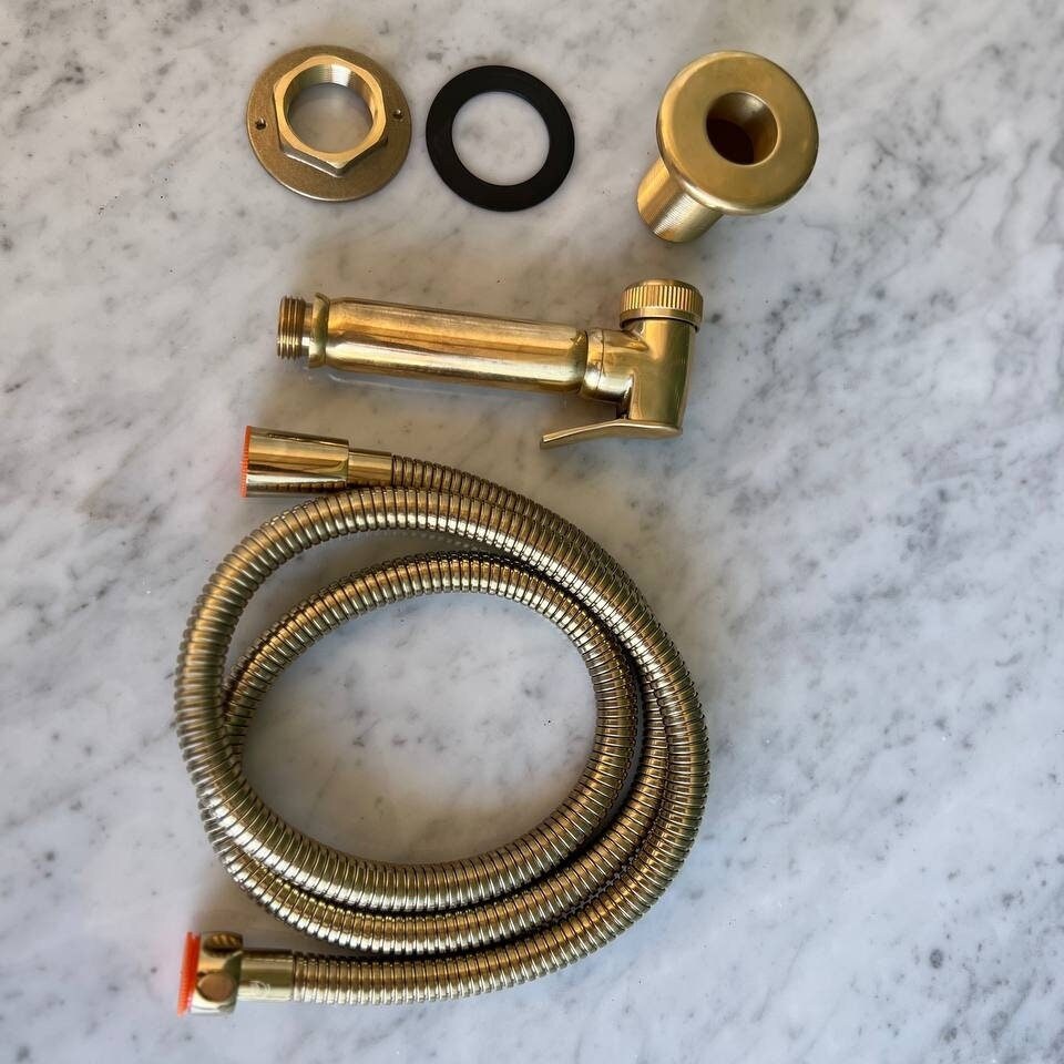 Unlacquered Brass Sprayer - Solid Brass with High Water Pressure - bohoprime