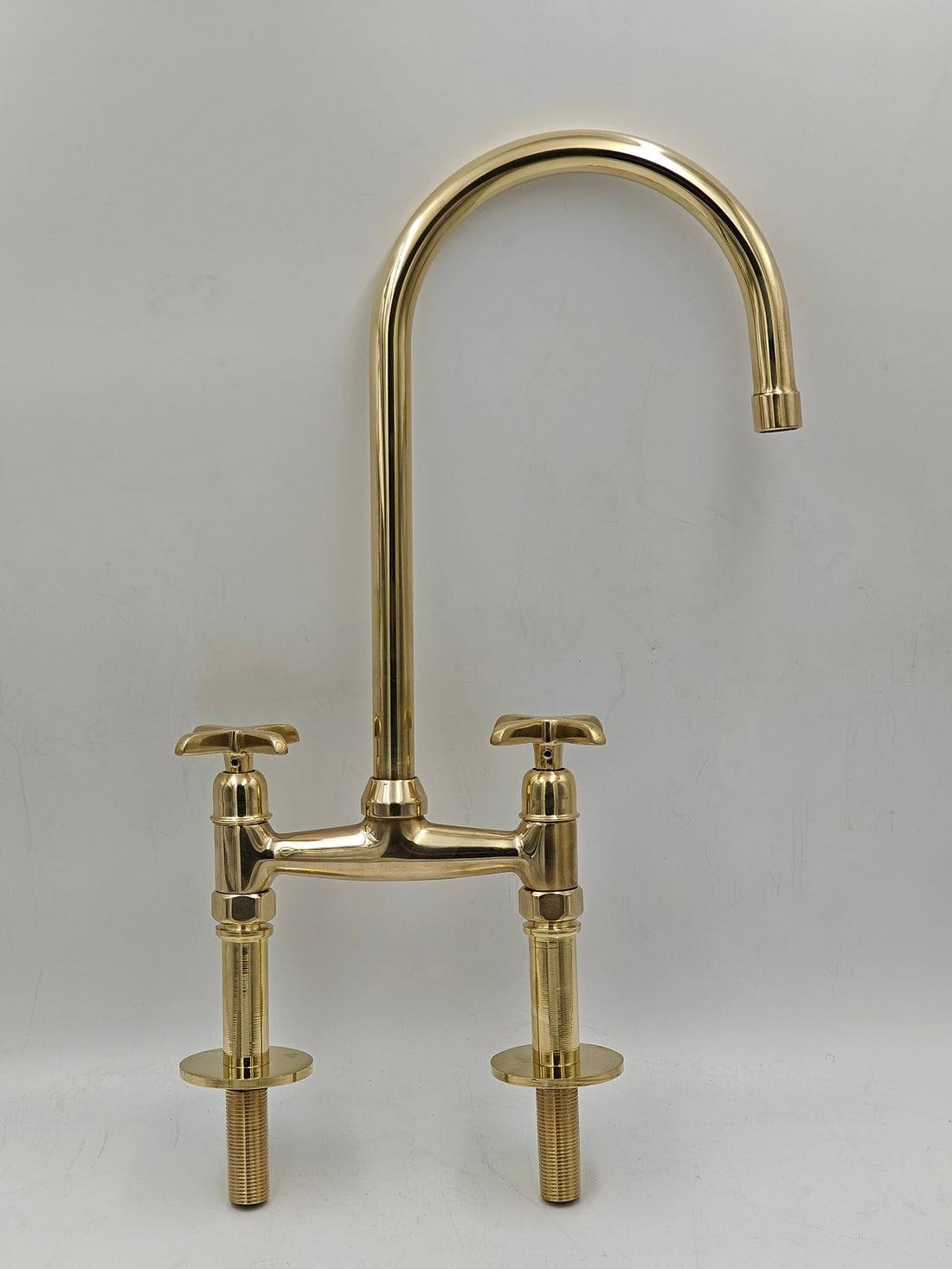 Antique Style Solid Brass Bridge Faucet – Classic Vintage Kitchen Sink Tap - bohoprime