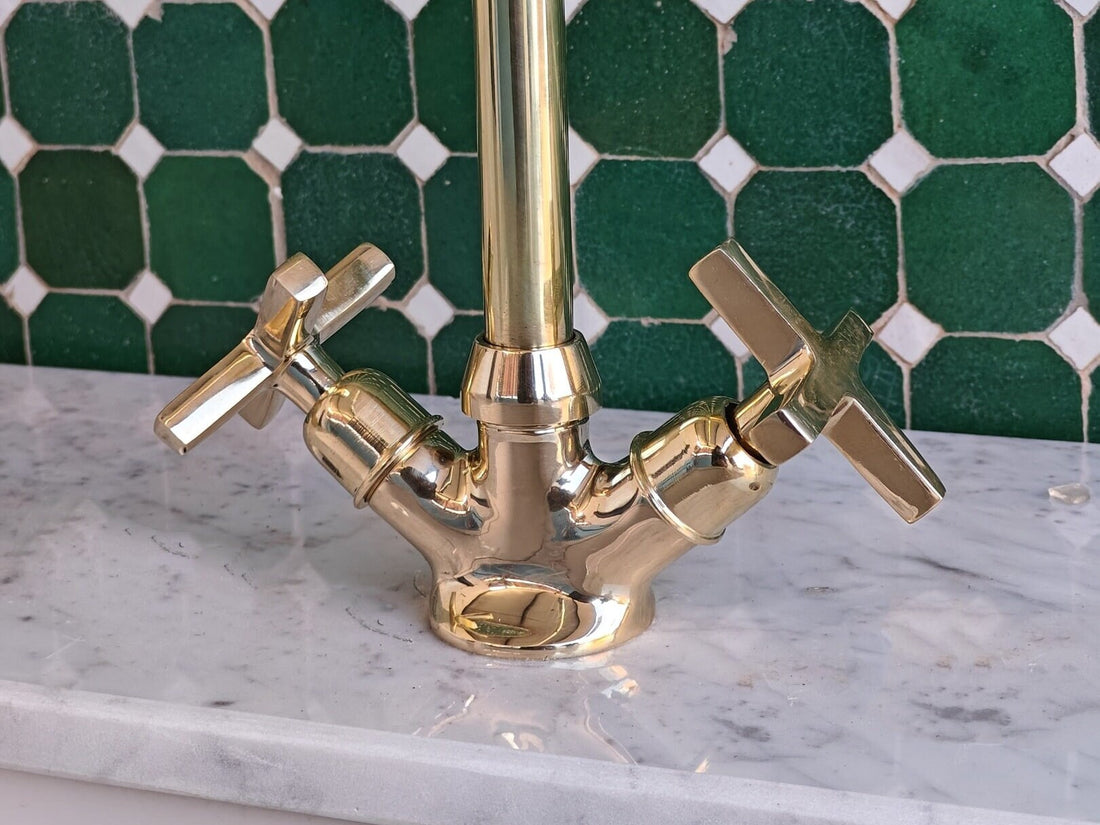 Unlacquered Solid Brass Single-Hole Faucet - Kitchen & Bathroom - bohoprime