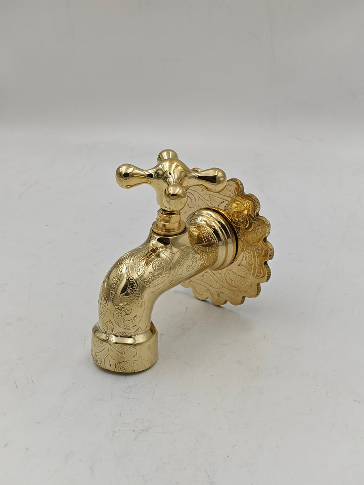 Moroccan Handmade Bathhouse Wall Mount Faucet – Cross Handle Design - bohoprime