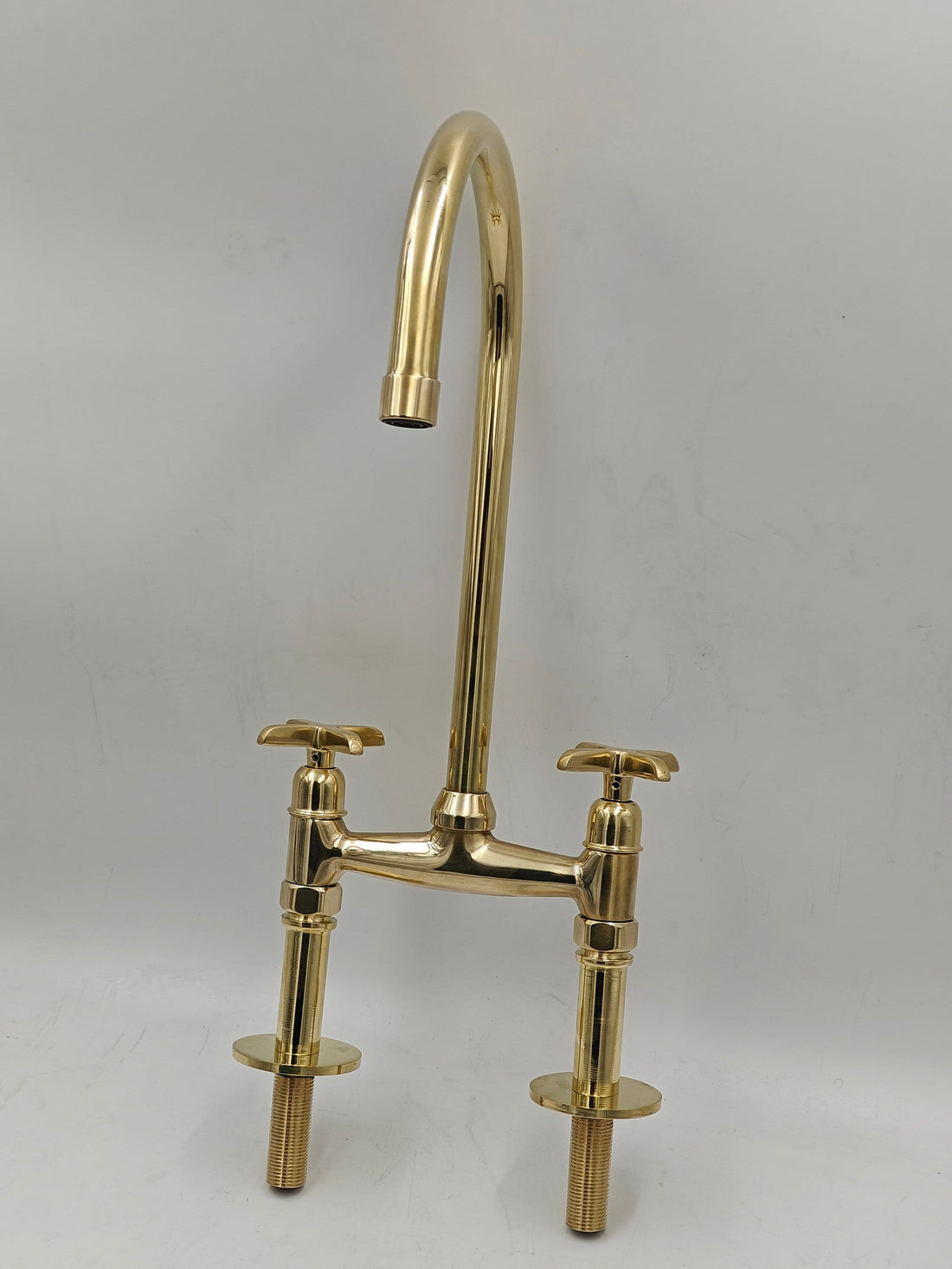 Antique Style Solid Brass Bridge Faucet – Classic Vintage Kitchen Sink Tap - bohoprime