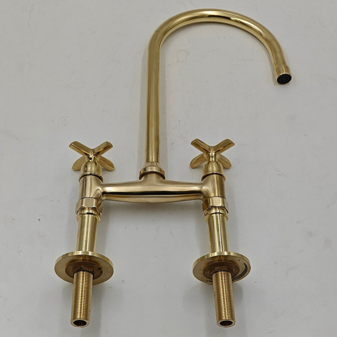 Antique Style Solid Brass Bridge Faucet – Classic Vintage Kitchen Sink Tap - bohoprime