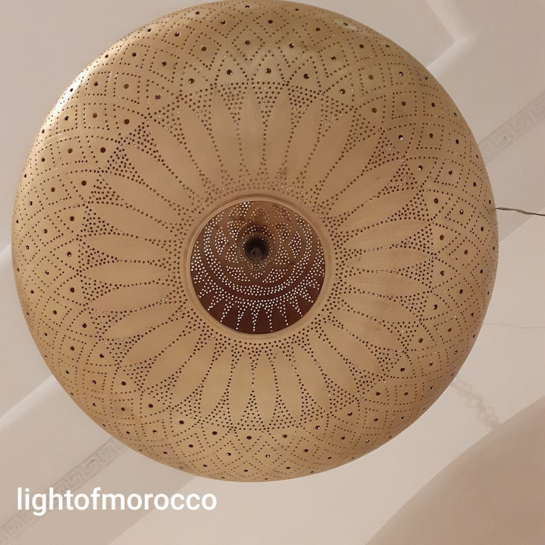 Moroccan brass chandelier lighting, silver pendant light , bronze ceiling lamp , silver chandelier, black pendant lighting,handmade pendant - bohoprime