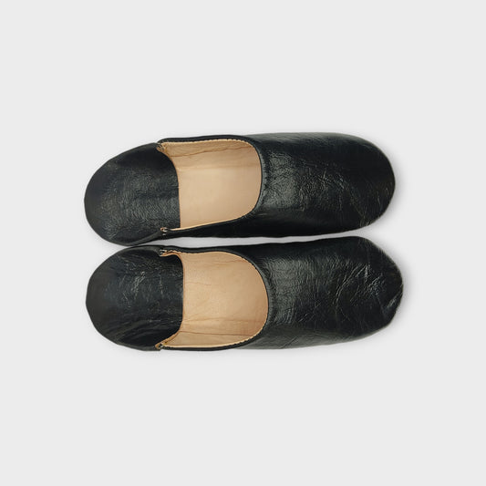 Black Moroccan Babouche Slippers  Classic Comfort