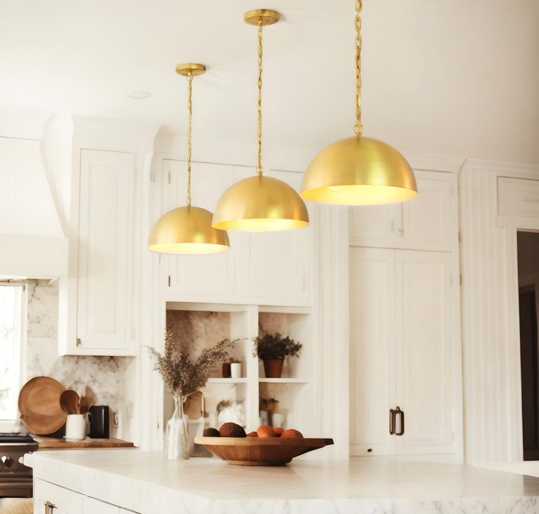 Set of 2 Brushed Dome Pendant Light, Hanging Light Fixture - bohoprime