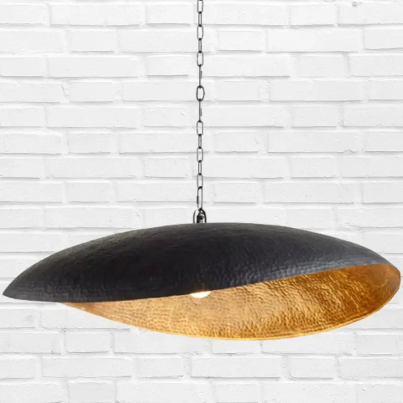 Set of 2 Black Hammered Leaf Ceiling Light, suitable for kitchen islands - bohoprime