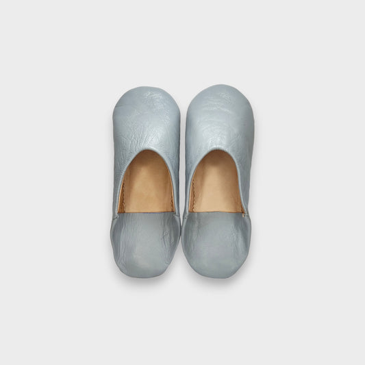 Grey Moroccan Babouche Slippers  Classic Comfort