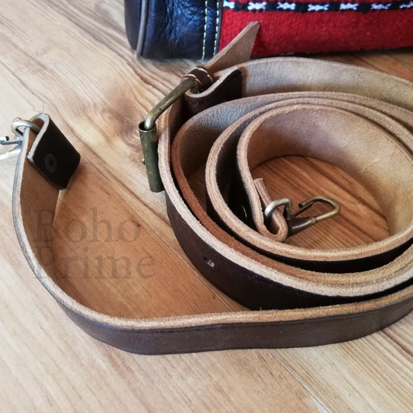 Boho Leather Travel Weekend Bag,Kilim Travel Bag, Carpet Design