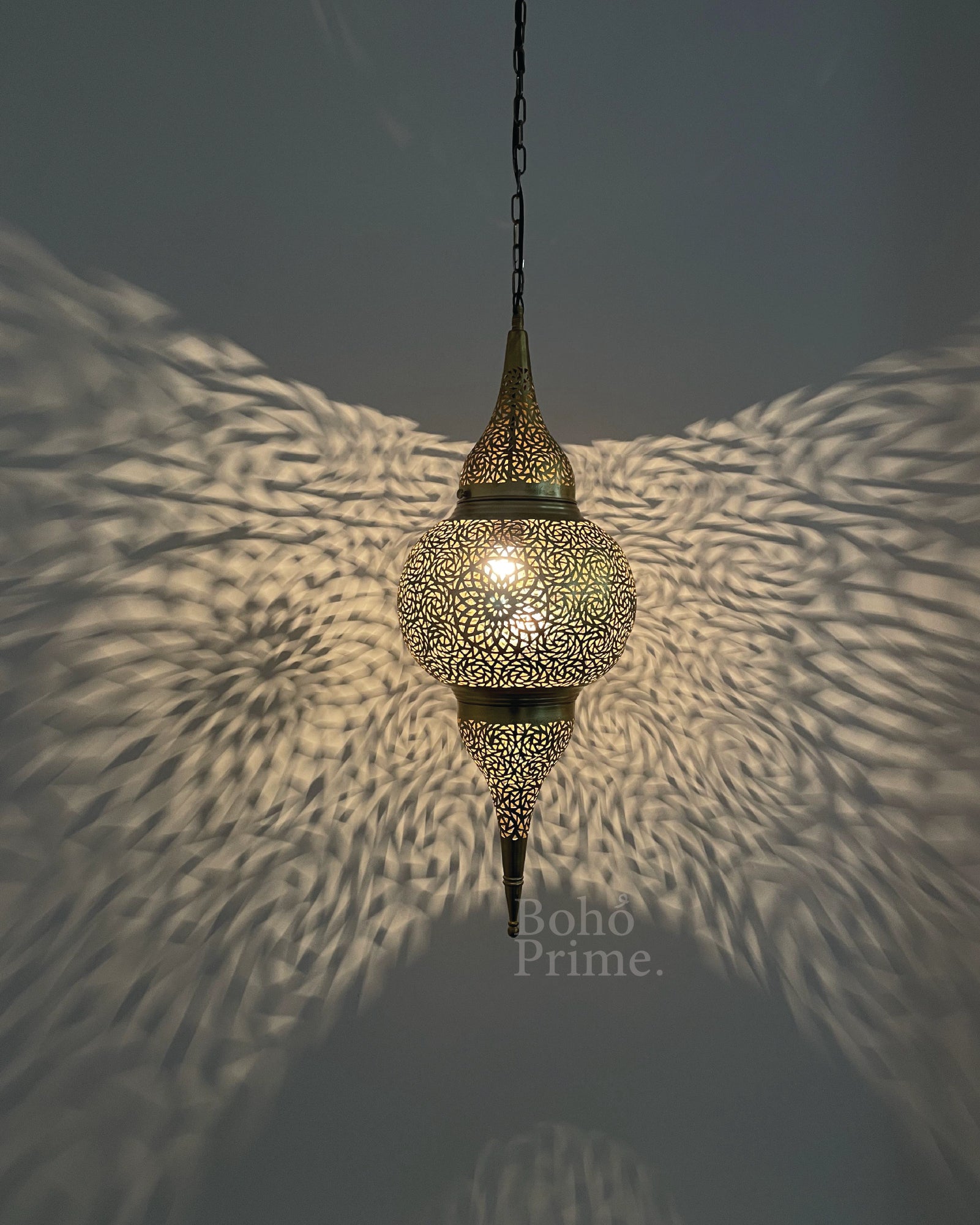 Large Moroccan Pendant Lighting Chandelier Flame Brass - bohoprime