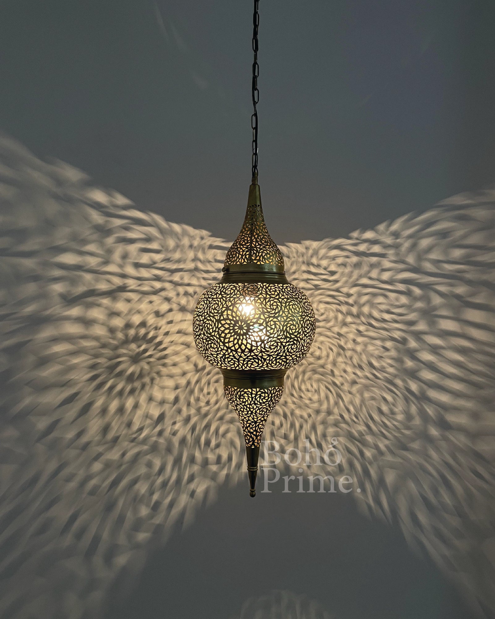 Large Moroccan Pendant Lighting Chandelier Flame Brass - bohoprime