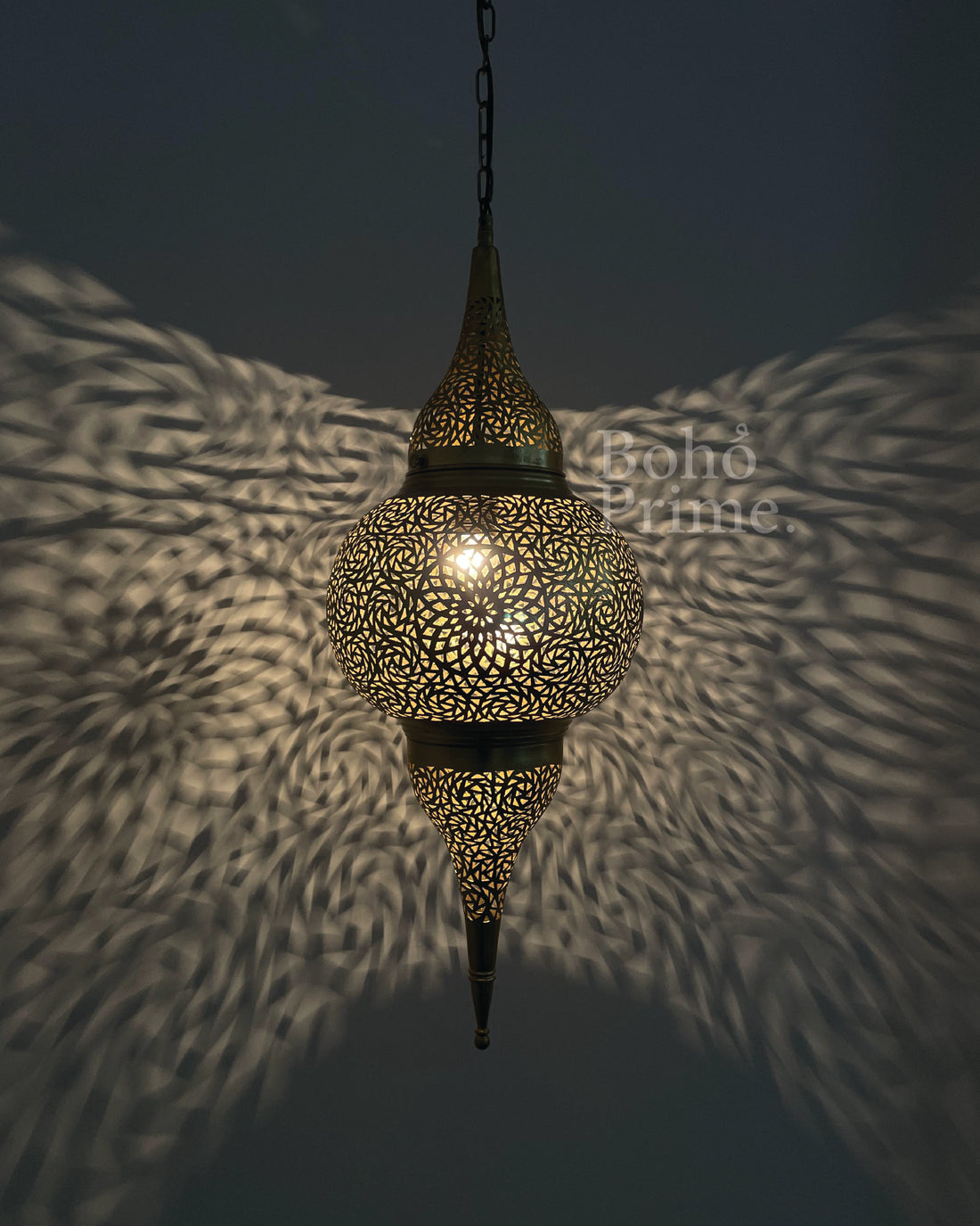 Large Moroccan Pendant Lighting Chandelier Flame Brass - bohoprime