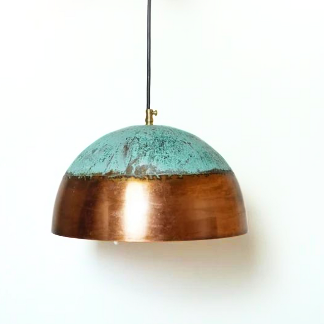 Green Patina Copper Pendant Light,  Oxidized Kitchen Lighting. - bohoprime