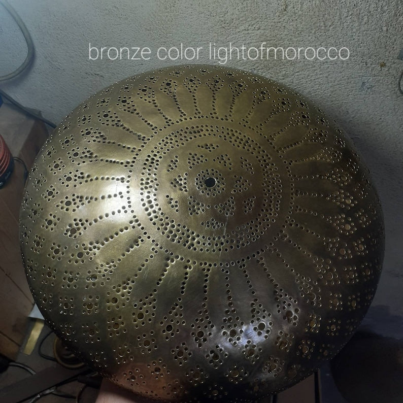 Moroccan brass chandelier lighting, silver pendant light , bronze ceiling lamp , silver chandelier, black pendant lighting,handmade pendant - bohoprime