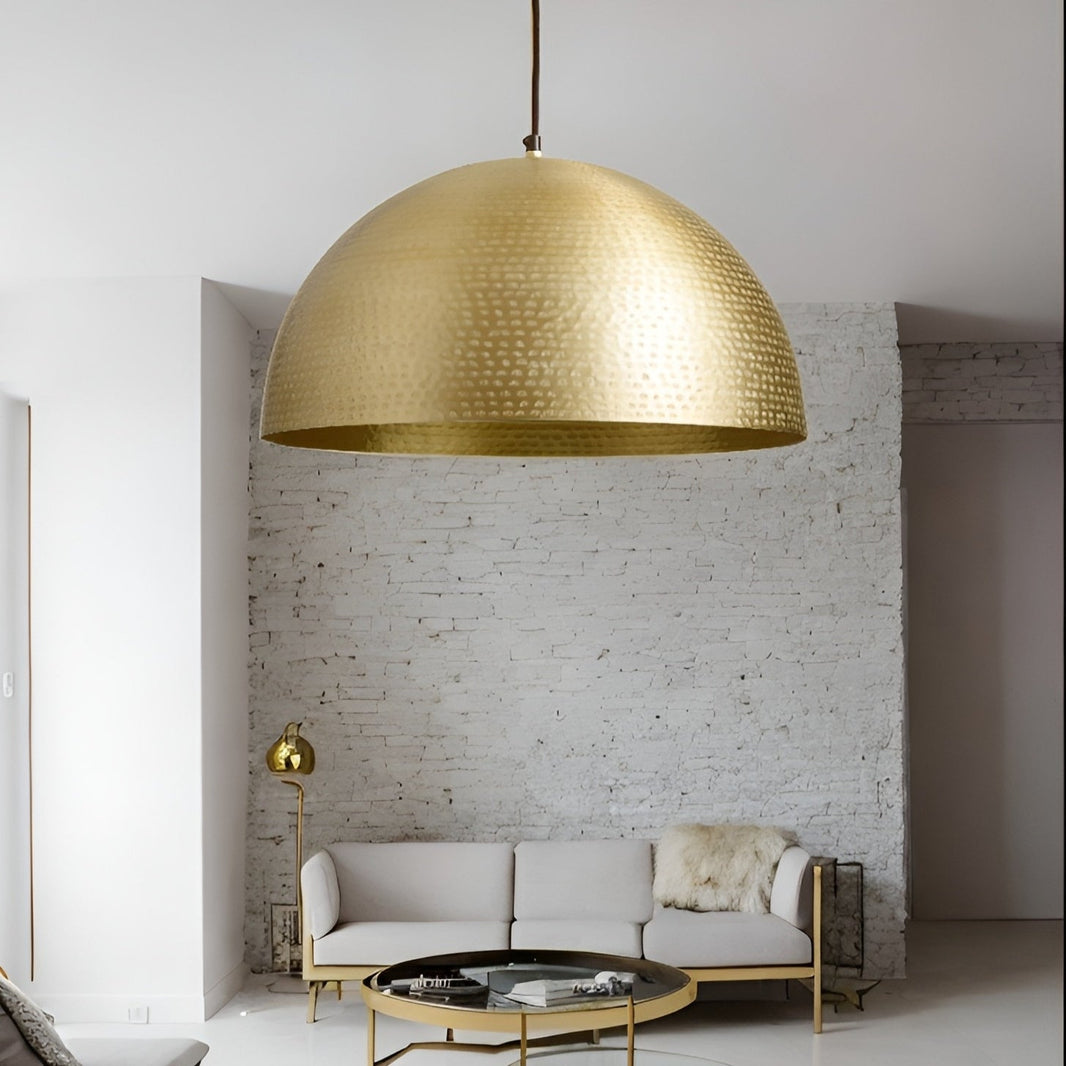 Gold Hammered Pendant Light for kitchen Island, Pendant light. - bohoprime