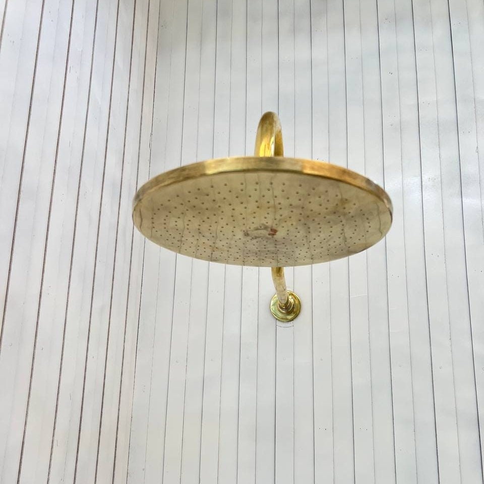 Unlacquered Brass Shower Head. Rainfall Shower head. 8" Round shower - bohoprime