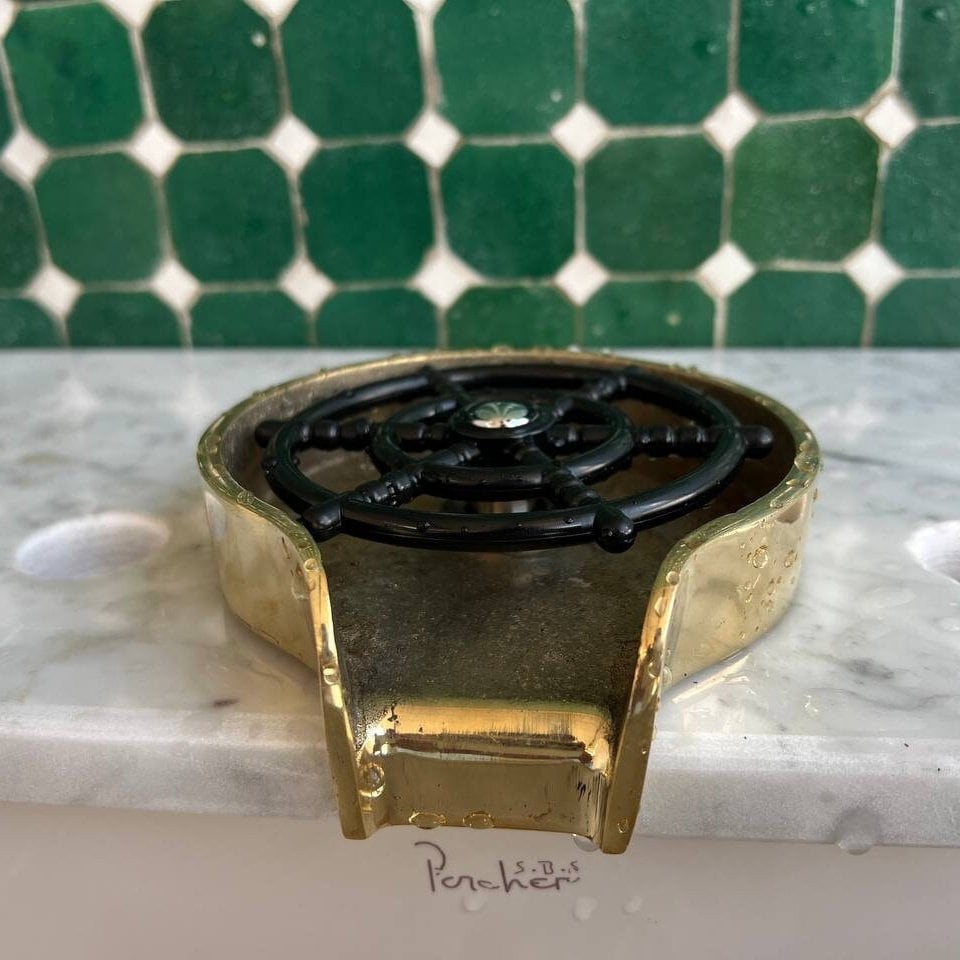 Handmade Glass Sink Rinser with High Pressure | Solid Unlacquered Brass - bohoprime