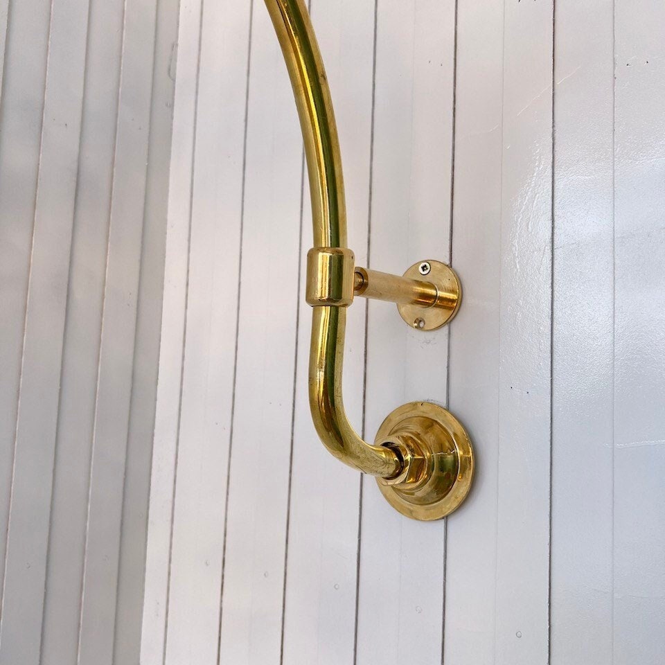 Unlacquered Brass Shower Set, Vintage Brass Shower With Handheld Shower &amp; Shower Head - bohoprime