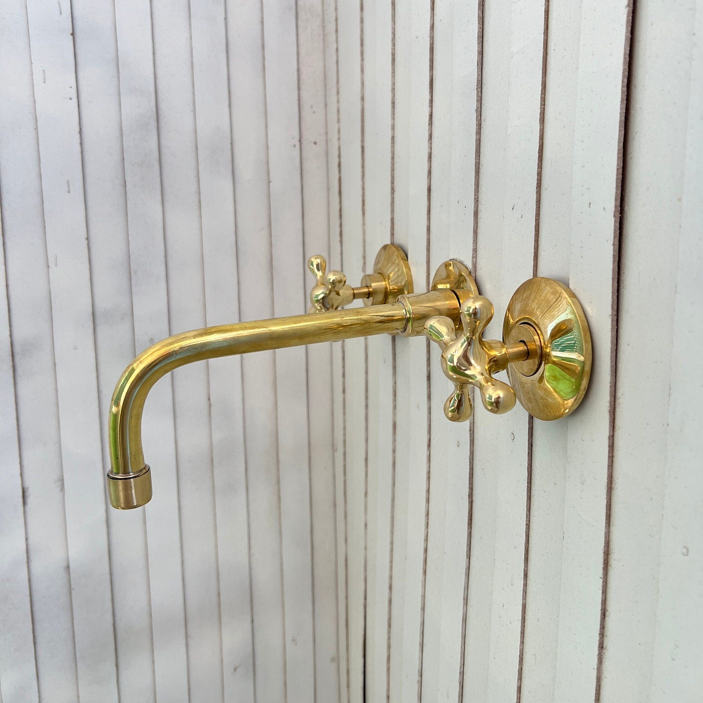 Wall Mounted Faucet - Modern Bathroom Faucet - Unlacquered Brass Faucets - bohoprime