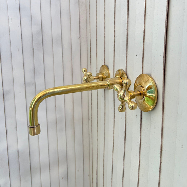 Wall Mounted Faucet - Modern Bathroom Faucet - Unlacquered Brass Faucets