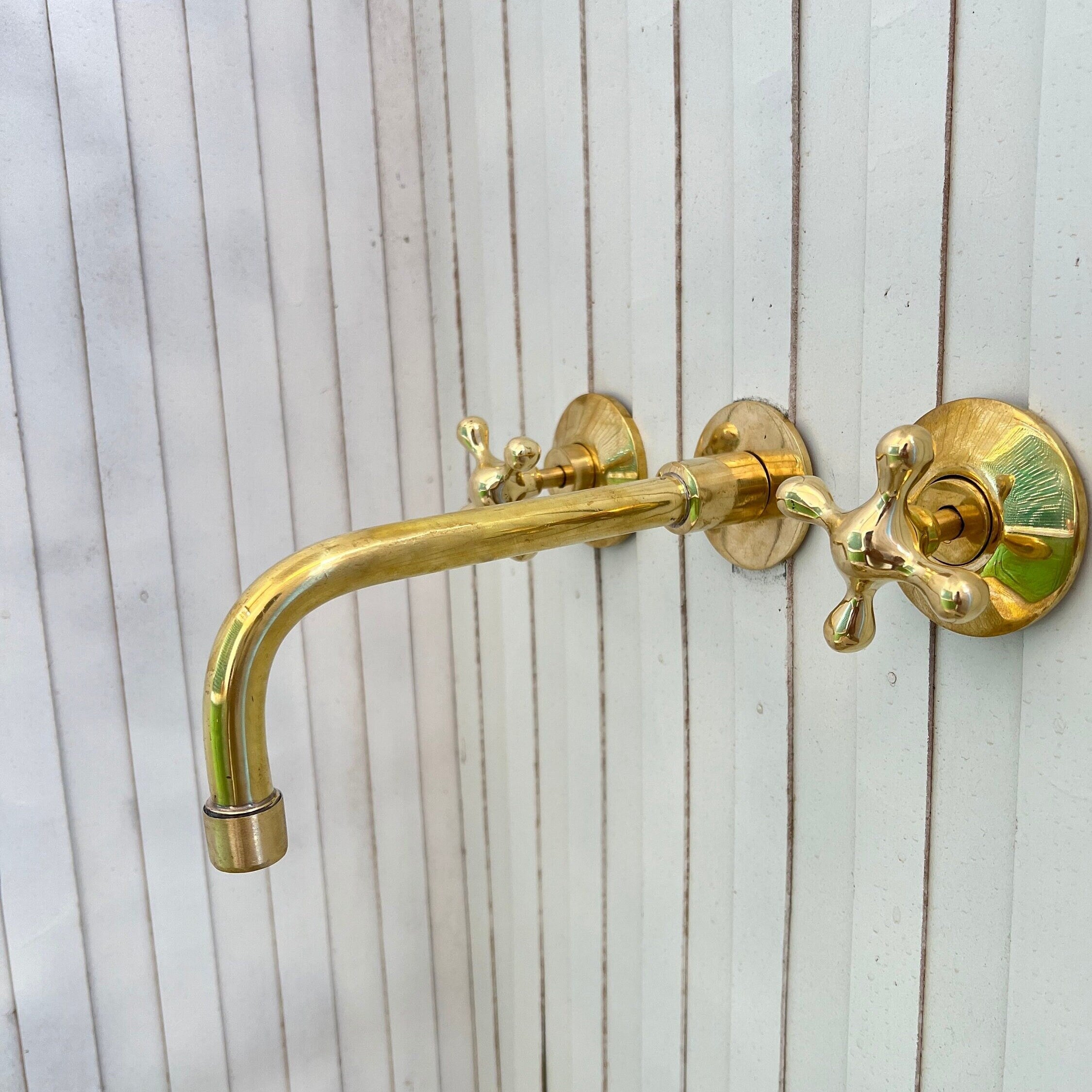 Wall Mounted Faucet - Modern Bathroom Faucet - Unlacquered Brass Faucets - bohoprime