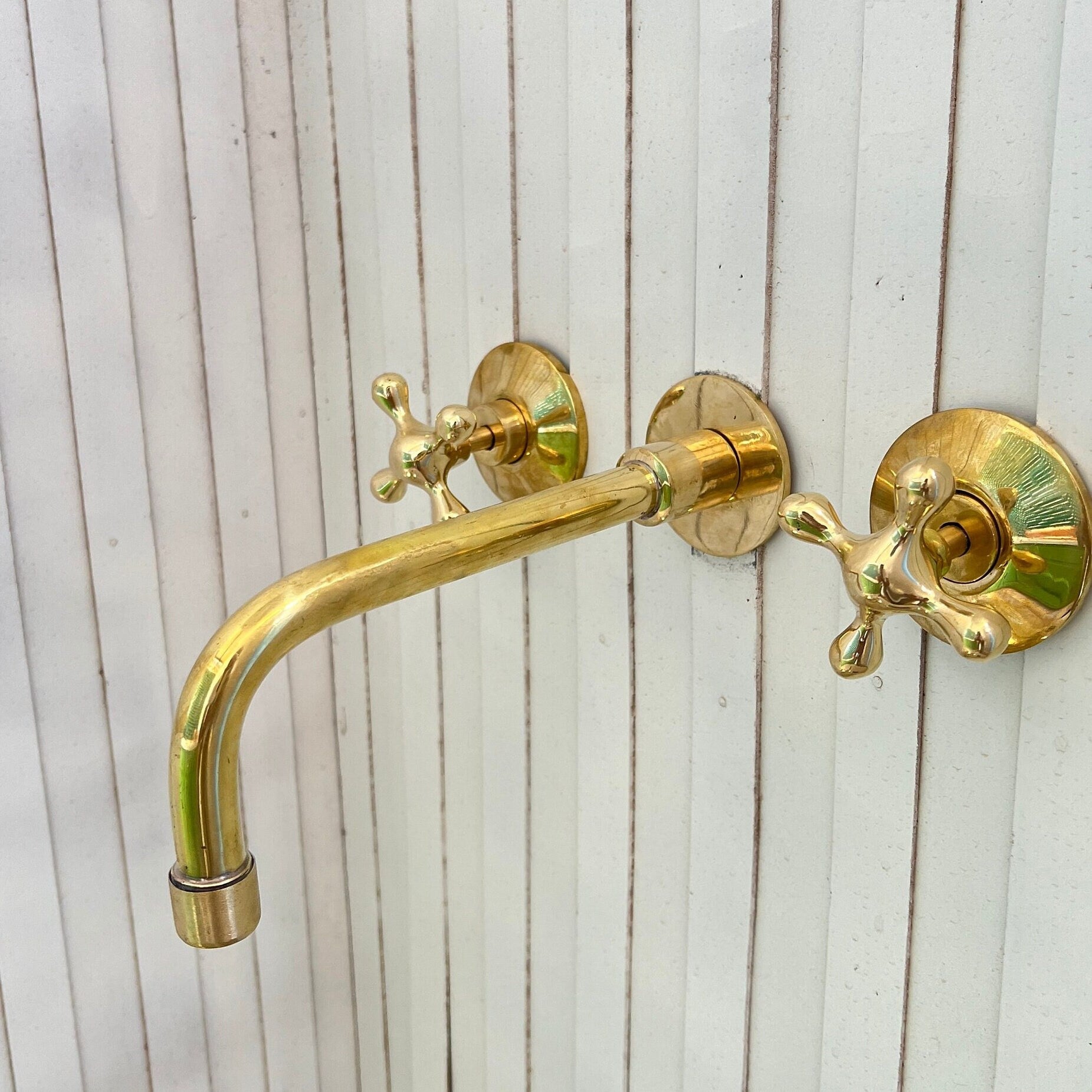Wall Mounted Faucet - Modern Bathroom Faucet - Unlacquered Brass Faucets - bohoprime