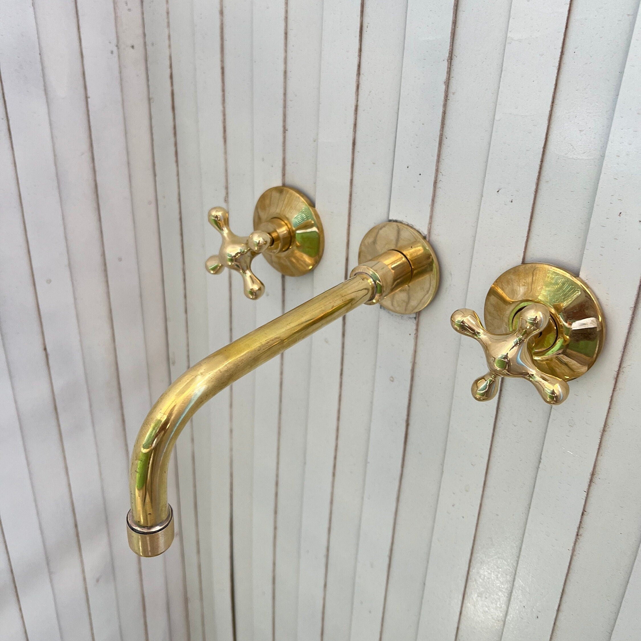 Wall Mounted Faucet - Modern Bathroom Faucet - Unlacquered Brass Faucets - bohoprime