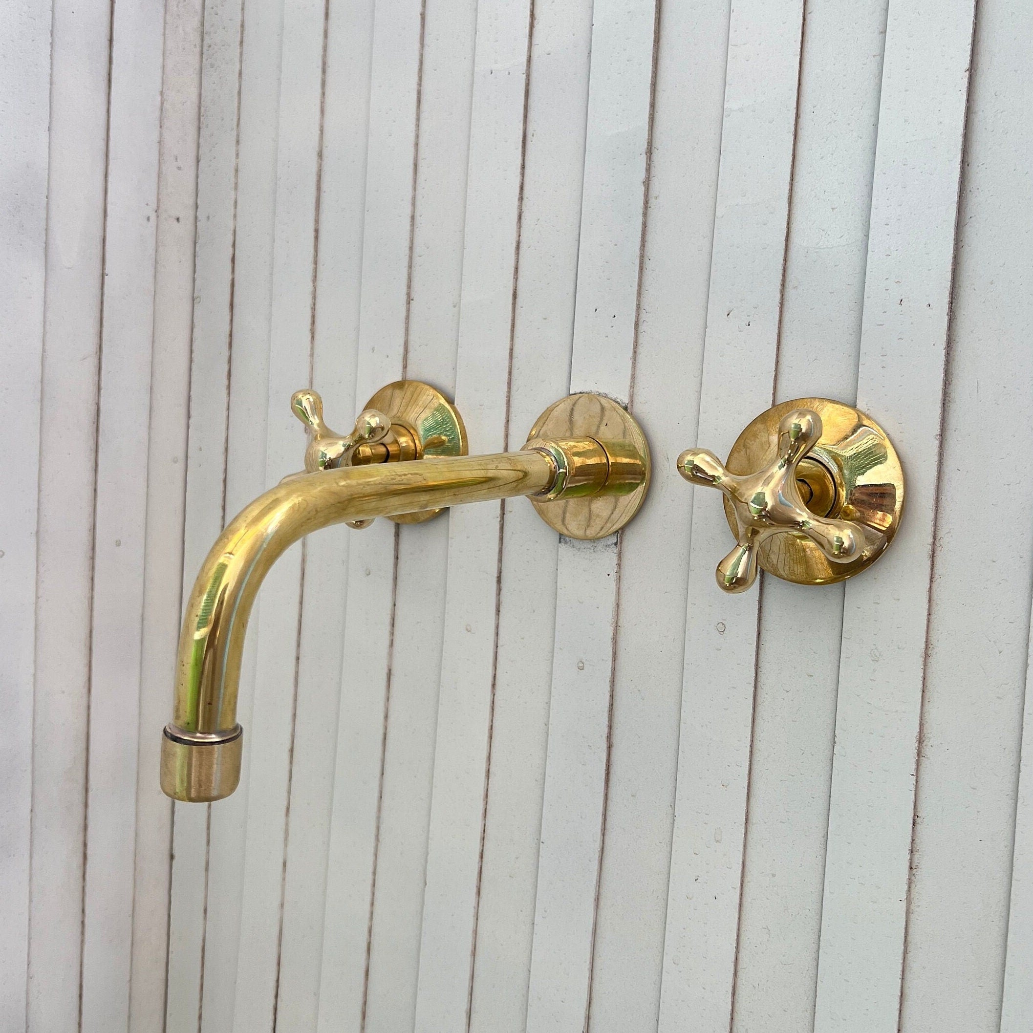 Wall Mounted Faucet - Modern Bathroom Faucet - Unlacquered Brass Faucets - bohoprime
