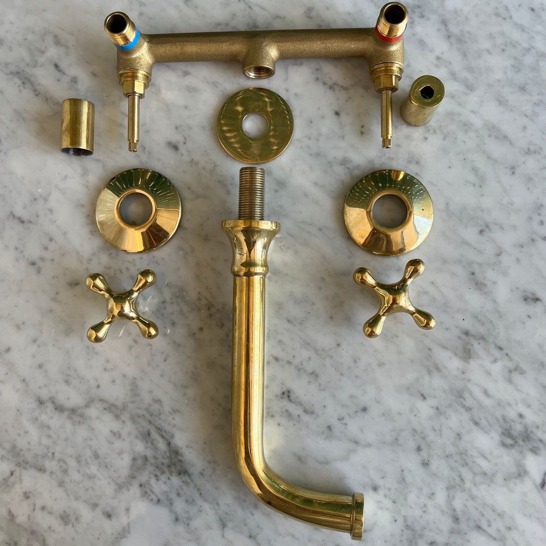 Unlacquered Brass Wall-mount Faucet, Bathroom Tub Faucet - bohoprime