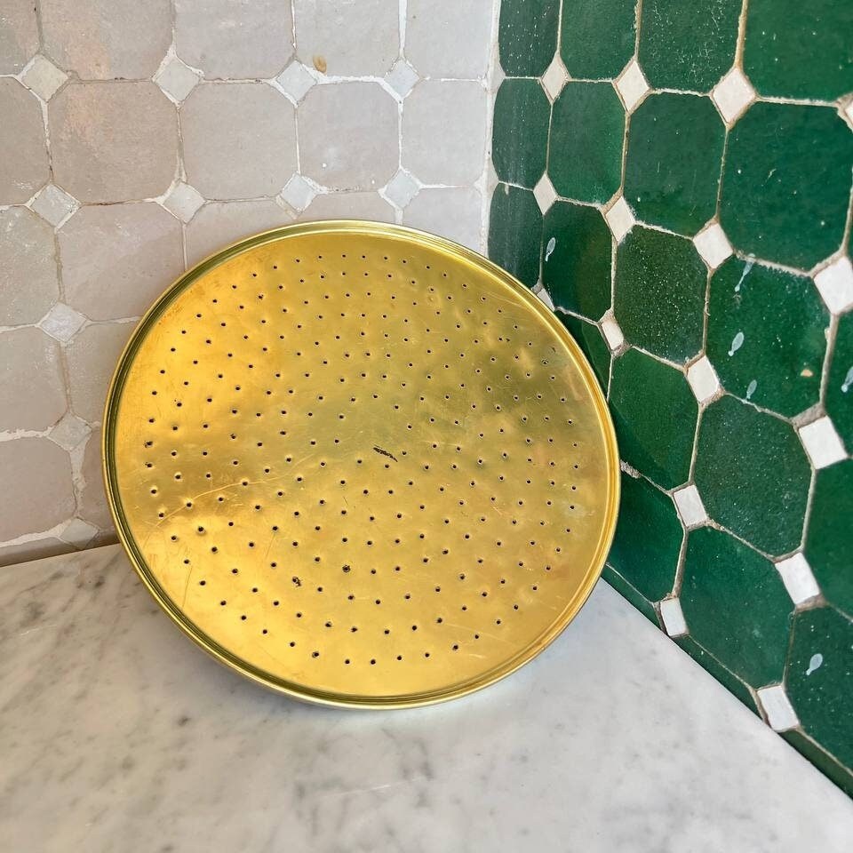 Rainfall Shower head Unlacquered, Brass Shower Head, 8" Round shower - bohoprime