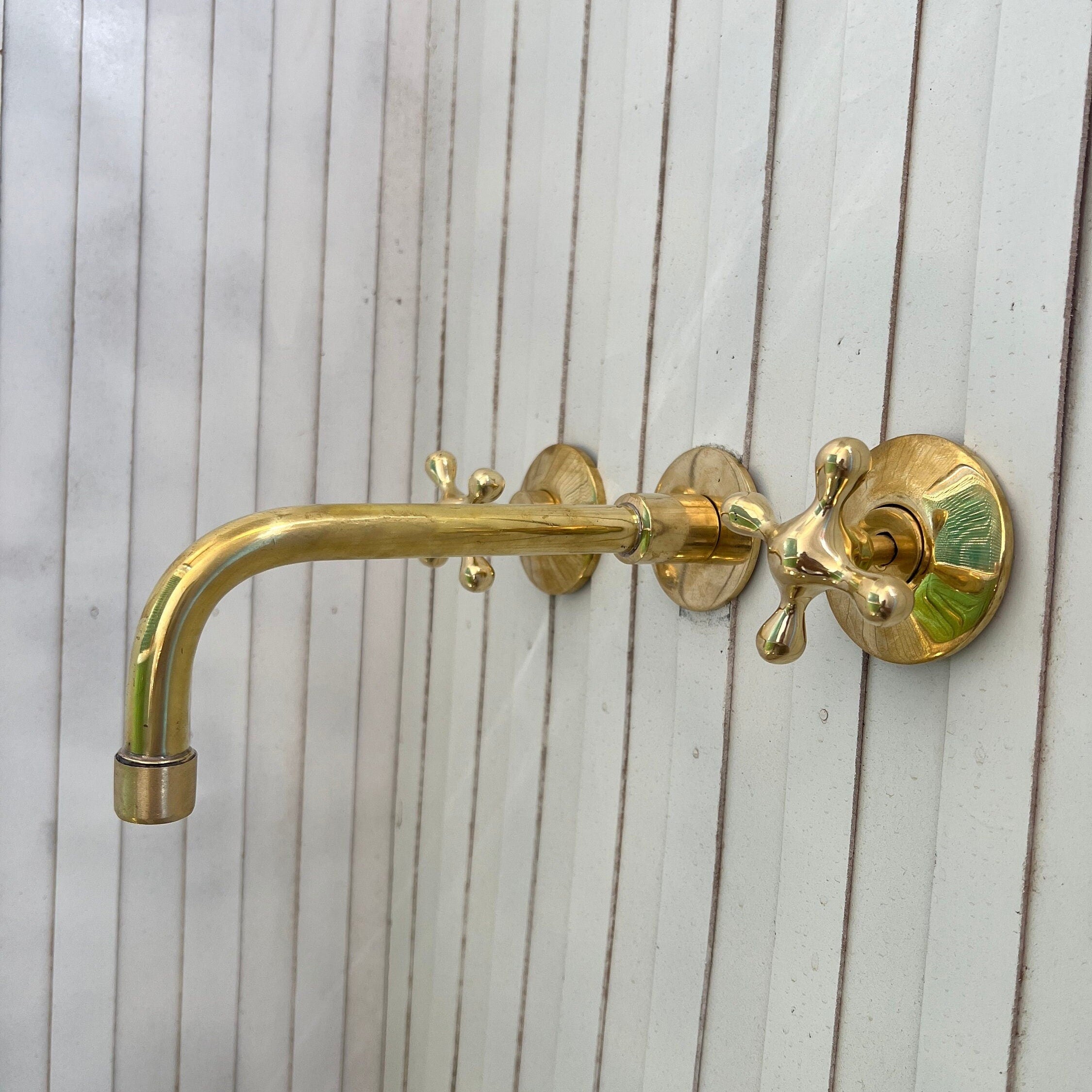 Wall Mounted Faucet - Modern Bathroom Faucet - Unlacquered Brass Faucets - bohoprime