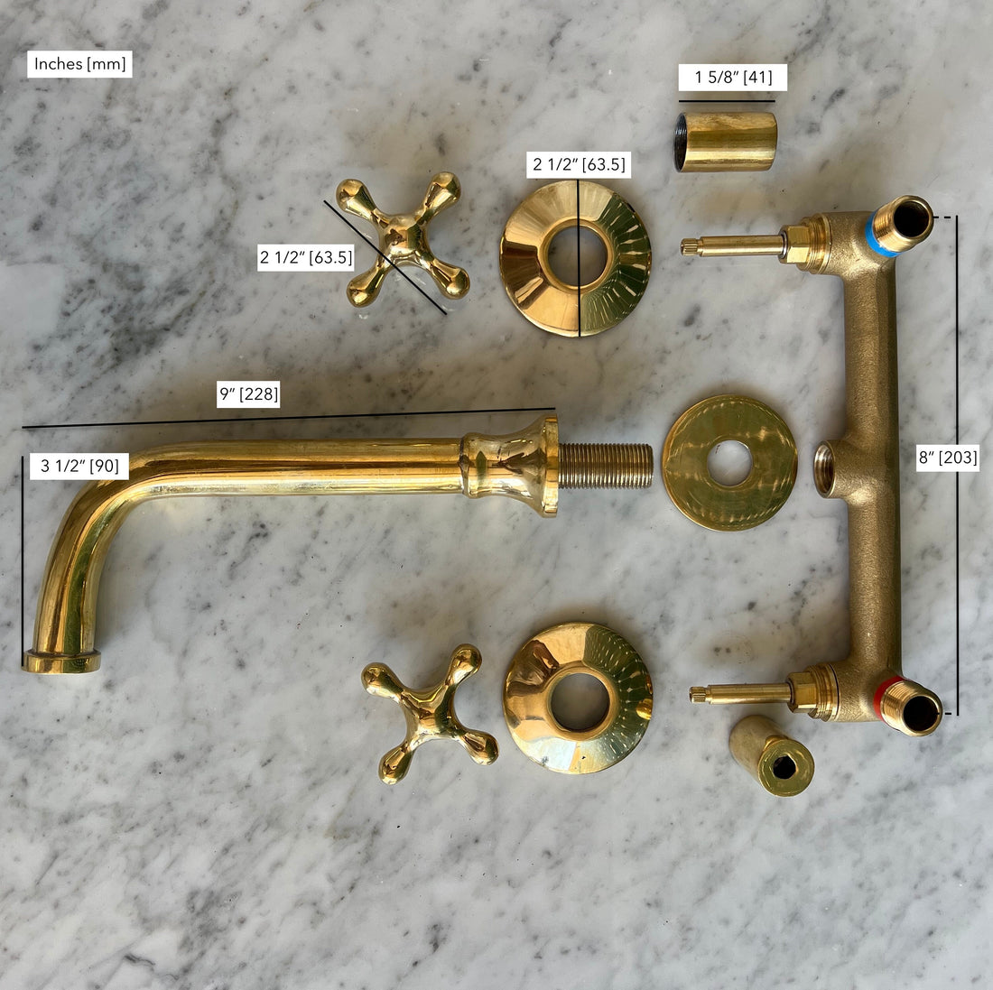 Unlacquered Brass Wall-mount Faucet, Bathroom Tub Faucet - bohoprime