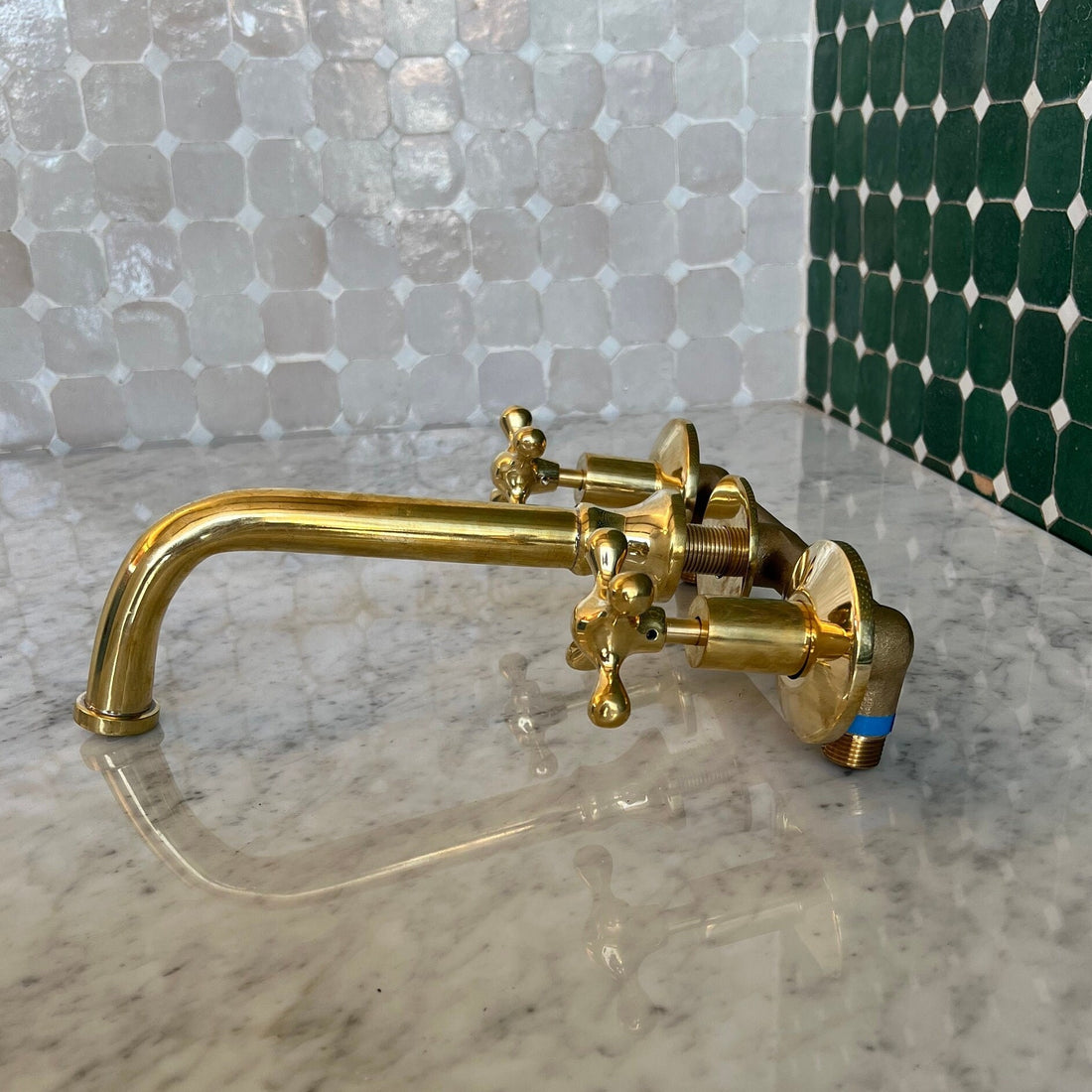 Unlacquered Brass Wall-mount Faucet, Bathroom Tub Faucet - bohoprime