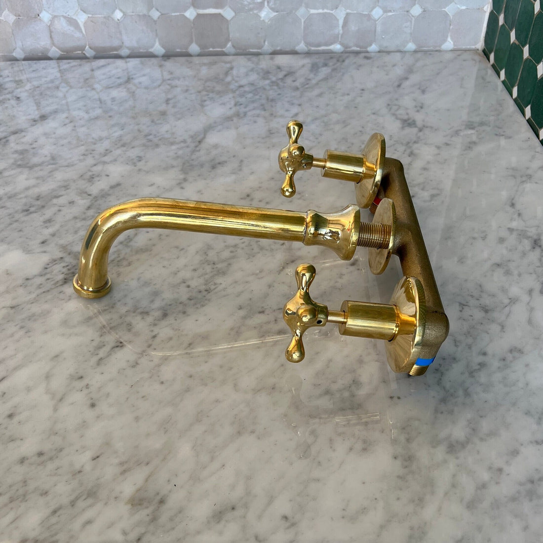 Unlacquered Brass Wall-mount Faucet, Bathroom Tub Faucet - bohoprime