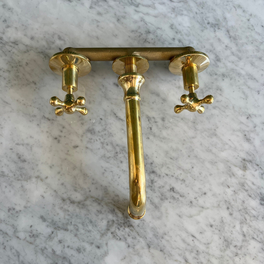 Unlacquered Brass Wall-mount Faucet, Bathroom Tub Faucet - bohoprime