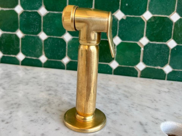 Unlacquered Brass Sprayer - Solid Brass with High Water Pressure - bohoprime