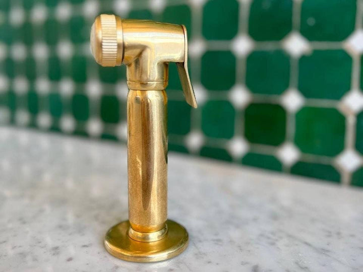 Unlacquered Brass Sprayer - Solid Brass with High Water Pressure - bohoprime