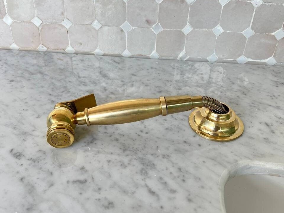 Unlacquered Brass Sprayer - Solid Brass with High Water Pressure - bohoprime