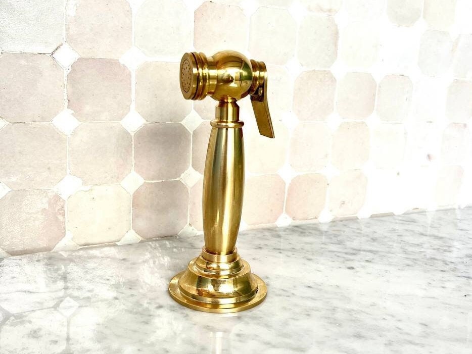 Unlacquered Brass Sprayer - Solid Brass with High Water Pressure - bohoprime