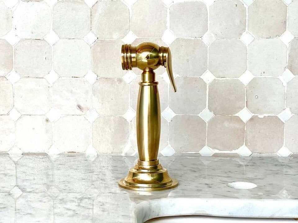 Unlacquered Brass Sprayer - Solid Brass with High Water Pressure - bohoprime