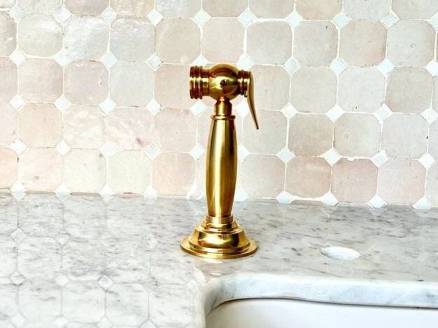 Unlacquered Brass Sprayer - Solid Brass with High Water Pressure - bohoprime