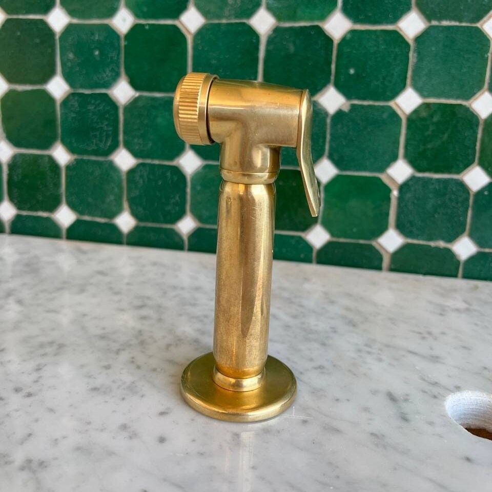 Unlacquered Brass Sprayer - Solid Brass with High Water Pressure - bohoprime