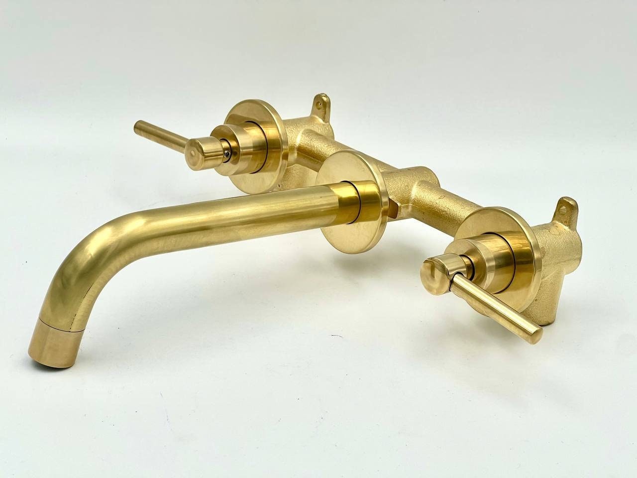 Unlacquered Brass Wall Mounted Bathroom Faucet - Lever Handle Faucet for Bathroom - bohoprime
