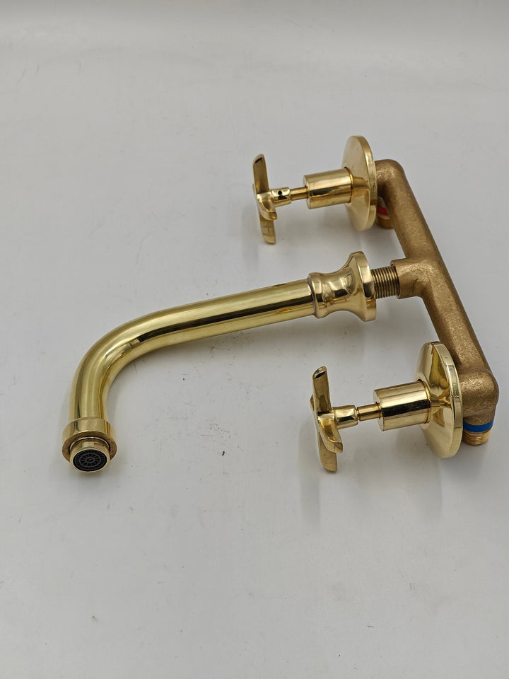 Bathroom Sink Faucet, Unlacquered Wall Mounted Faucet, Solid Brass Tub Filler