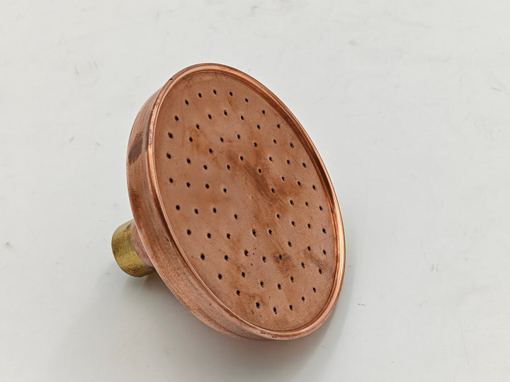 Unlacquered Solid Copper Rain Shower Head, Round Handcrafted Vintage Showerhead, Outdoor Copper Showerhead - bohoprime