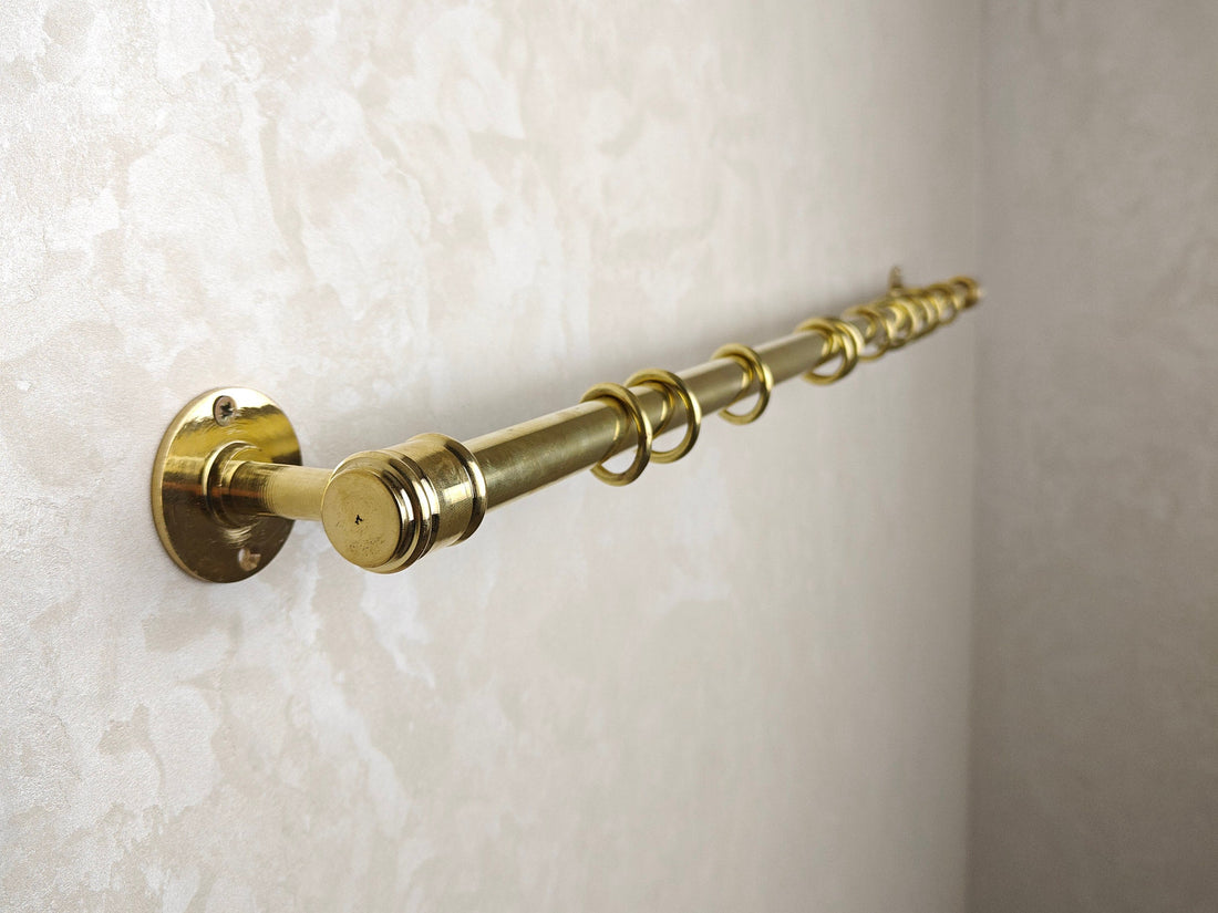 Unlacquered Brass Curtain Rod With Curtain Rings - Brass Curtain Rail - Curtain Hardware - bohoprime