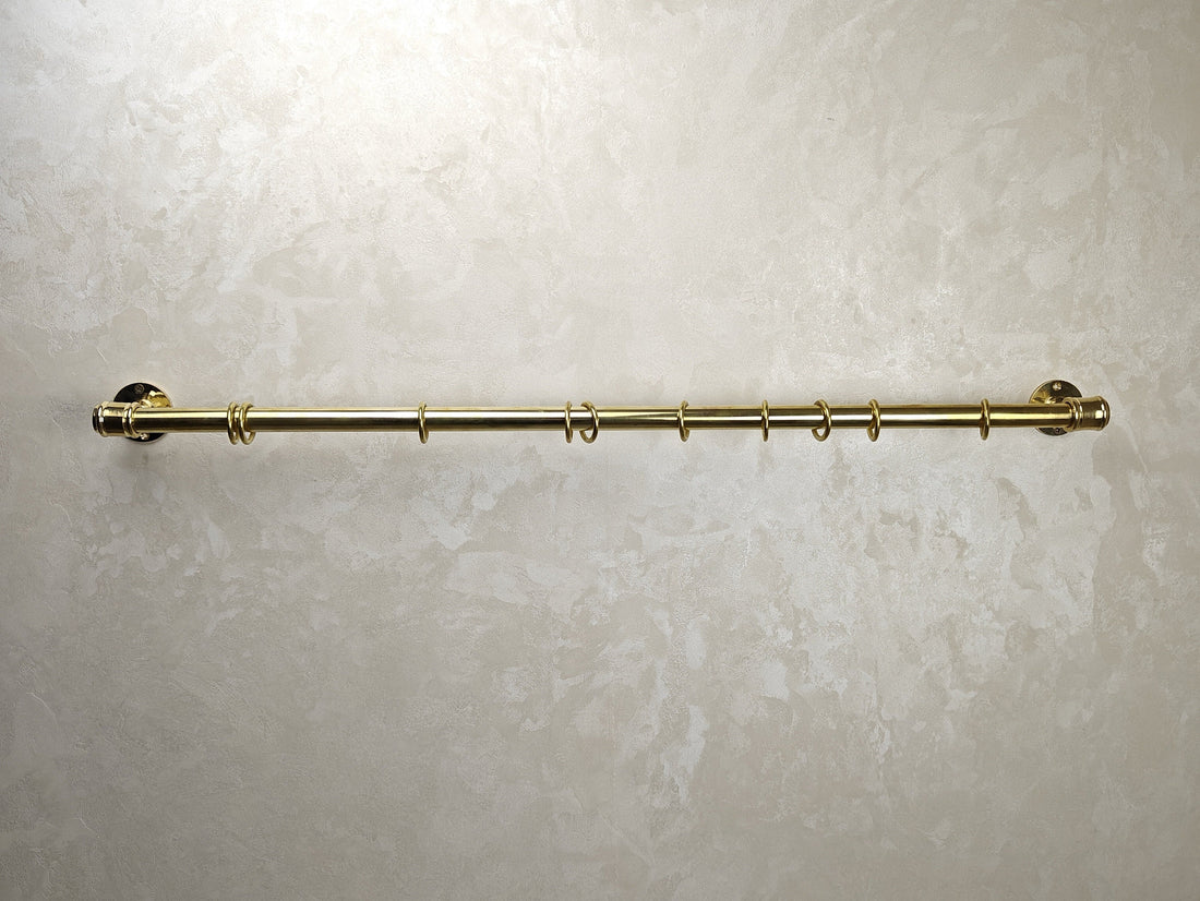 Unlacquered Brass Curtain Rod With Curtain Rings - Brass Curtain Rail - Curtain Hardware - bohoprime