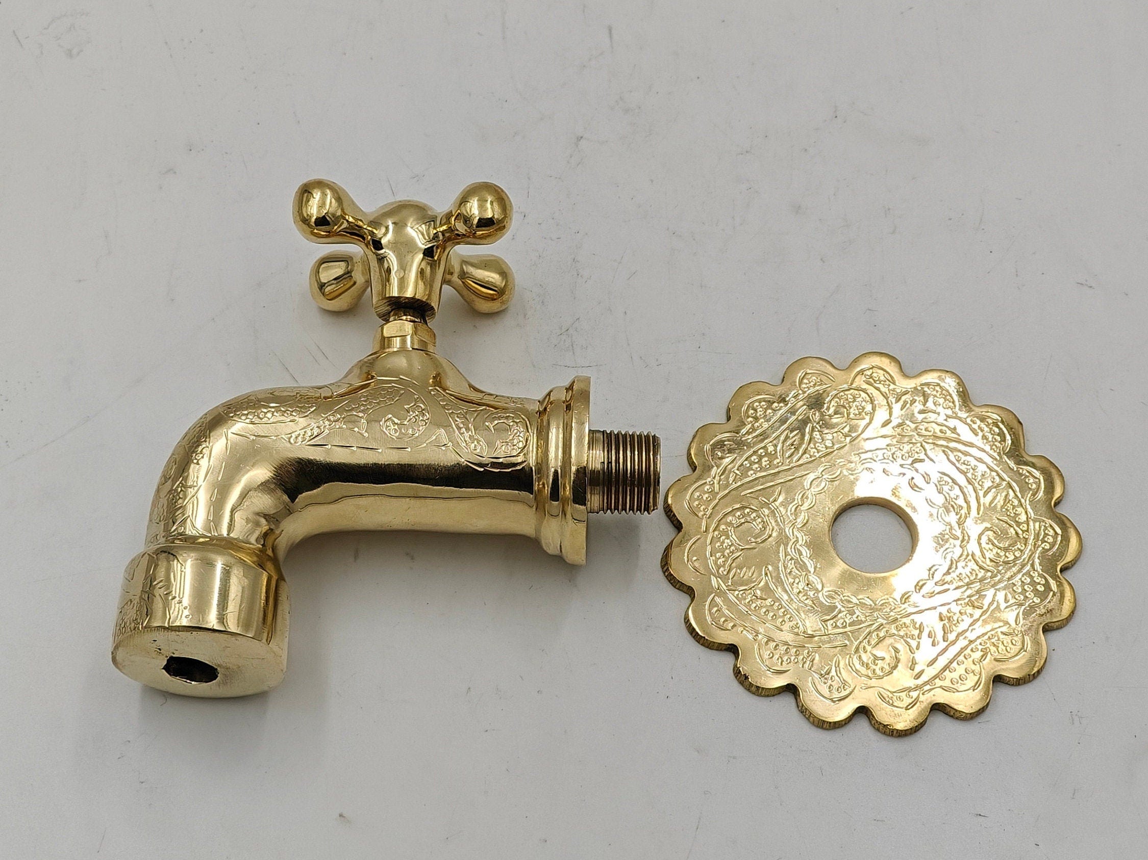 Moroccan Handmade Bathhouse Wall Mount Faucet – Cross Handle Design - bohoprime