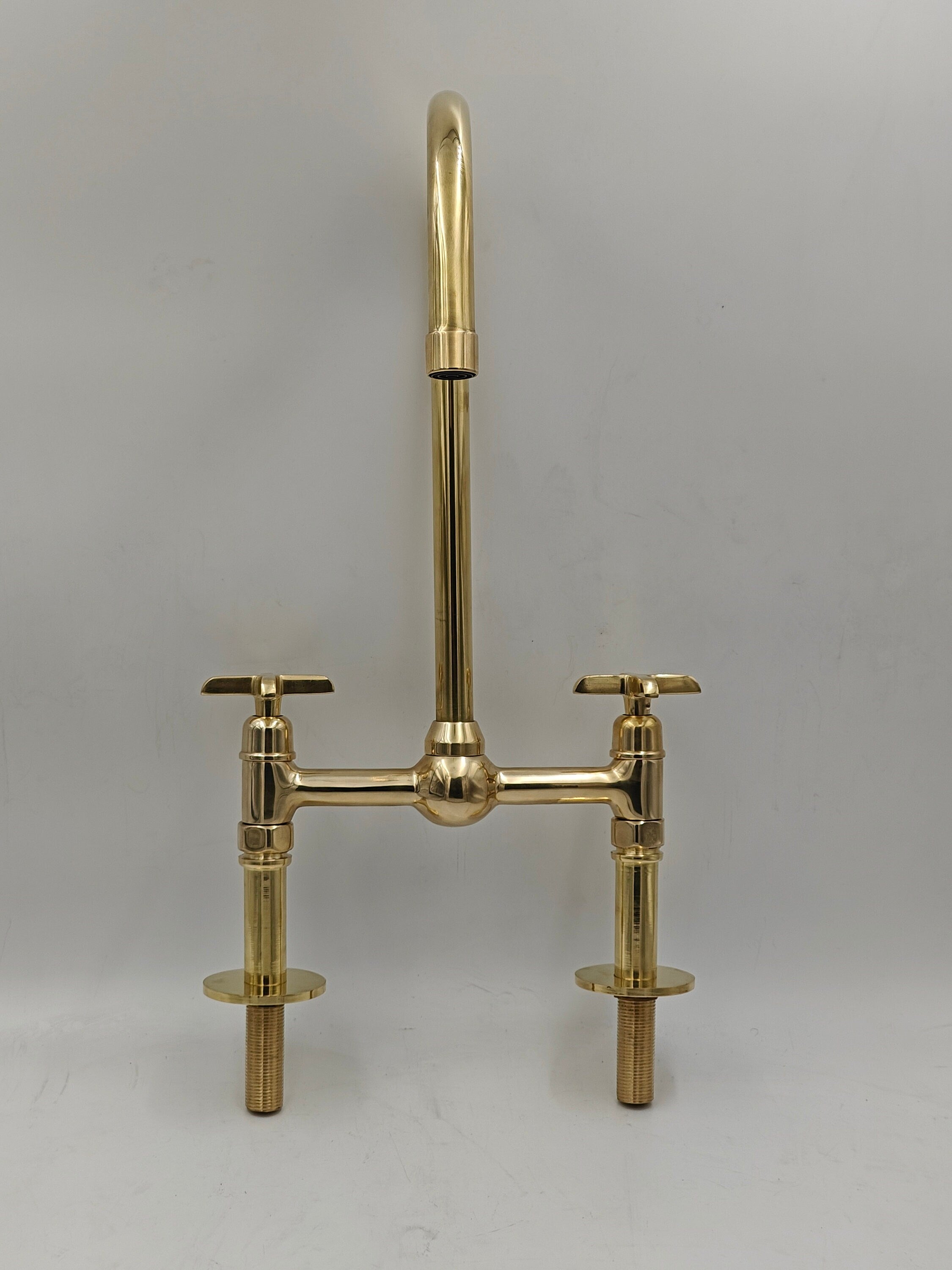 Unlacquered Brass Kitchen Faucet, Ball Center with Straight Leg, Kitchen Faucets - bohoprime